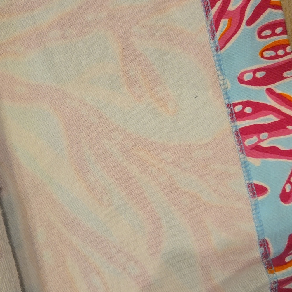 Lilly Pulitzer Ocean Blue/Pink Coral Design Print Half-Zip Popover Sweatshirt - Picture 8 of 11